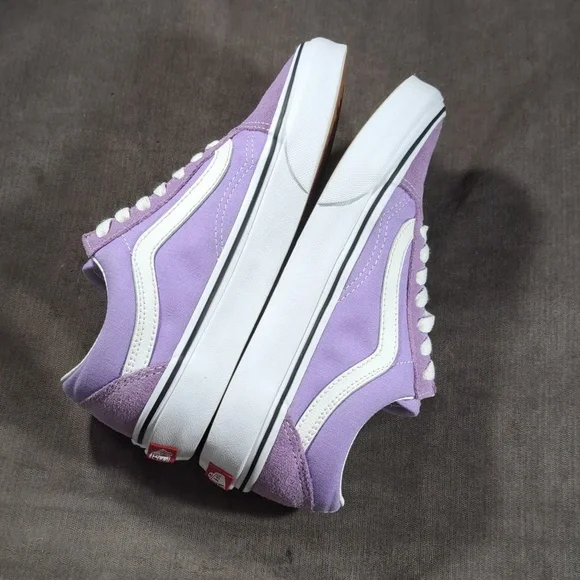 Vans Old Skool Light Purple Suede Canvas White Leather Lace Up Sneakers VG- US 5 - Picture 13 of 16